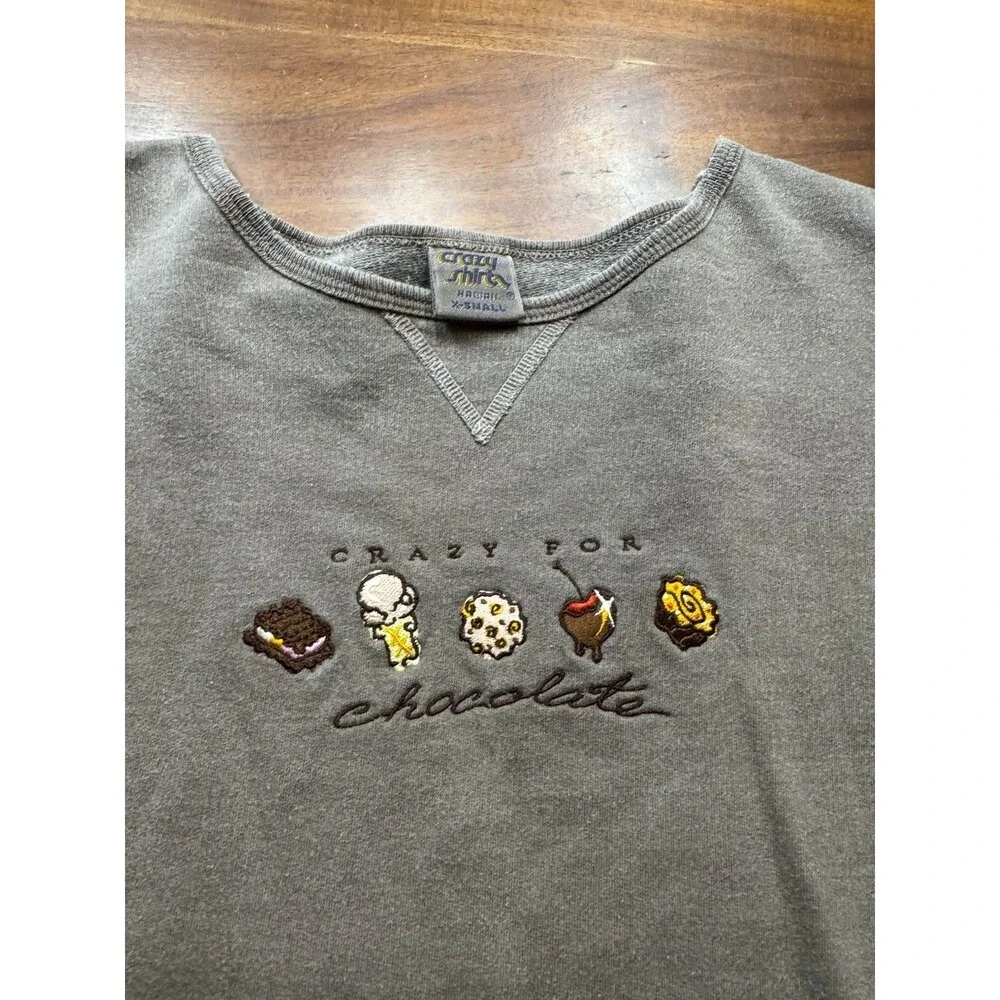Vintage Crazy Shirts Hawaii Chocolate Dyed Sweatshirt XS Brown Embroidered USA
